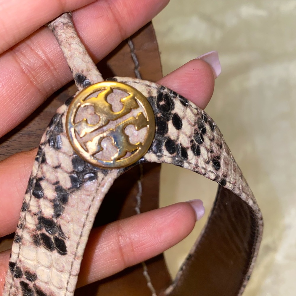 Used Tory Burch snakeskin flip-flops